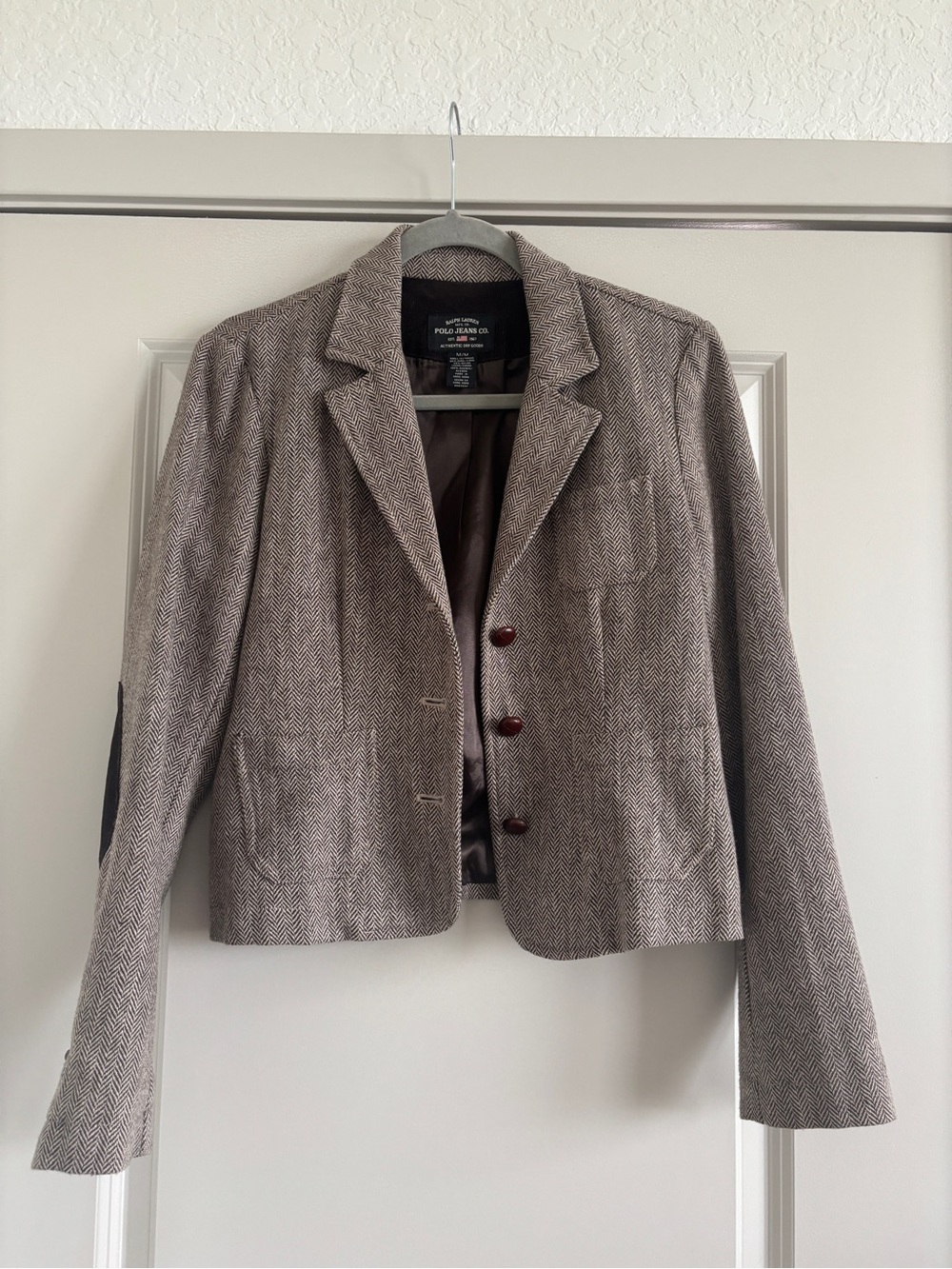 Ralph Lauren Brown Herringbone Tailored Blazer Size M excellent condition
